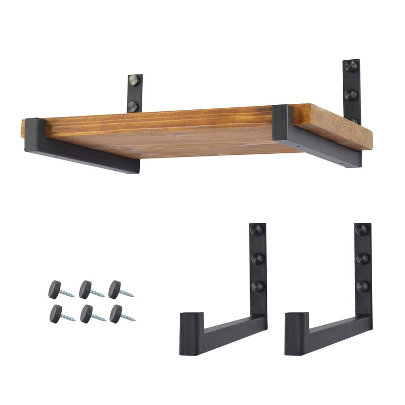 OVOV 2 Pack Heavy Duty Shelf Brackets Wall Mounted Industrial Farmhouse Floating Shelf Brackets with Lip - Image 1